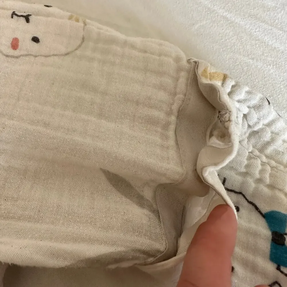 Gender Neutral Bunny Zip Up Linen Sleep Sack w/ Snap Off Sleeves Sz 105cm